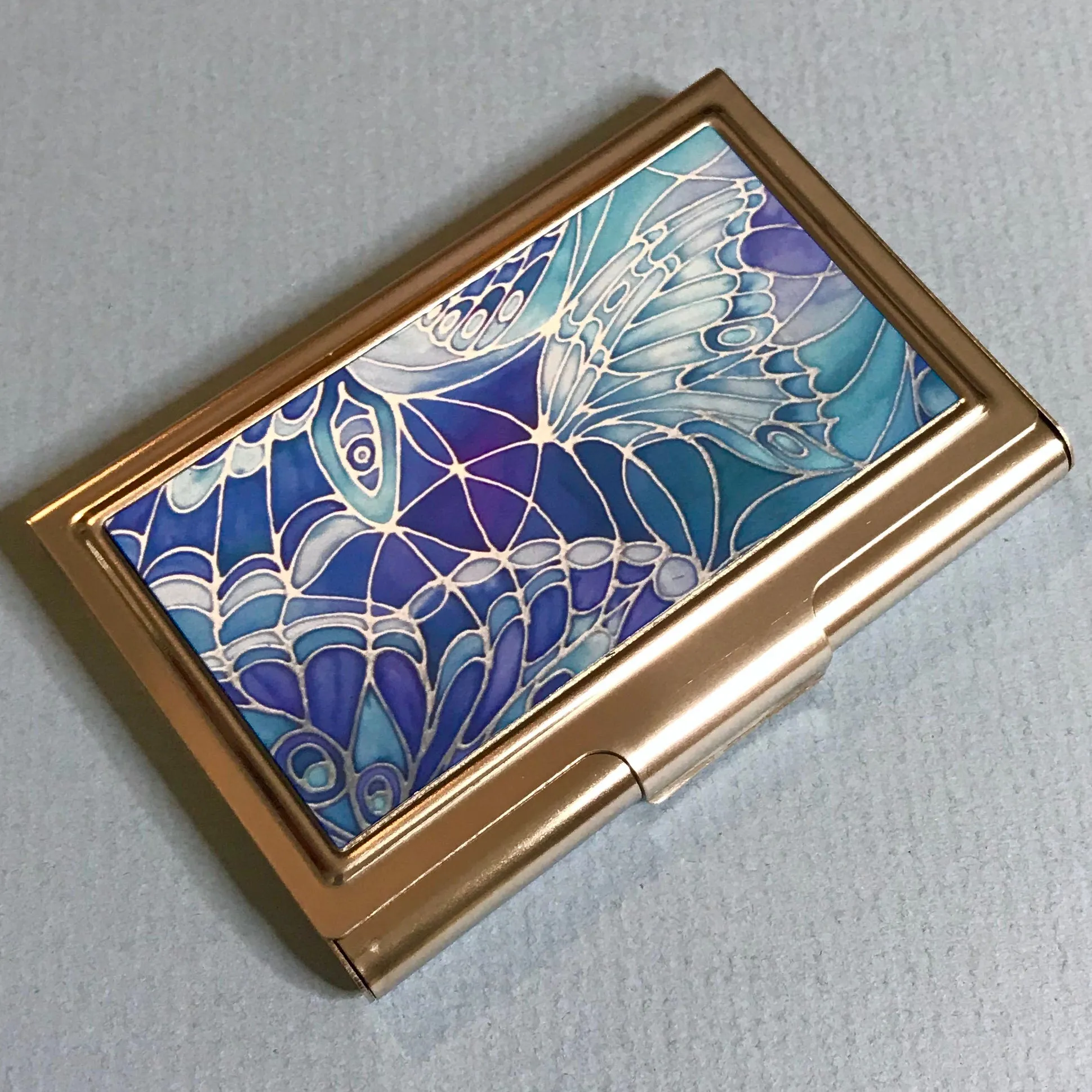 Blue Butterfly Business Card Holder