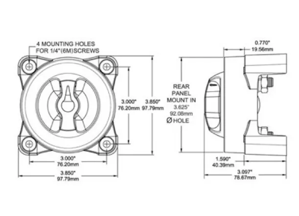 Blue Sea E Series Battery Switch 4 Way with Alternator Field Disconnect ( AFD )