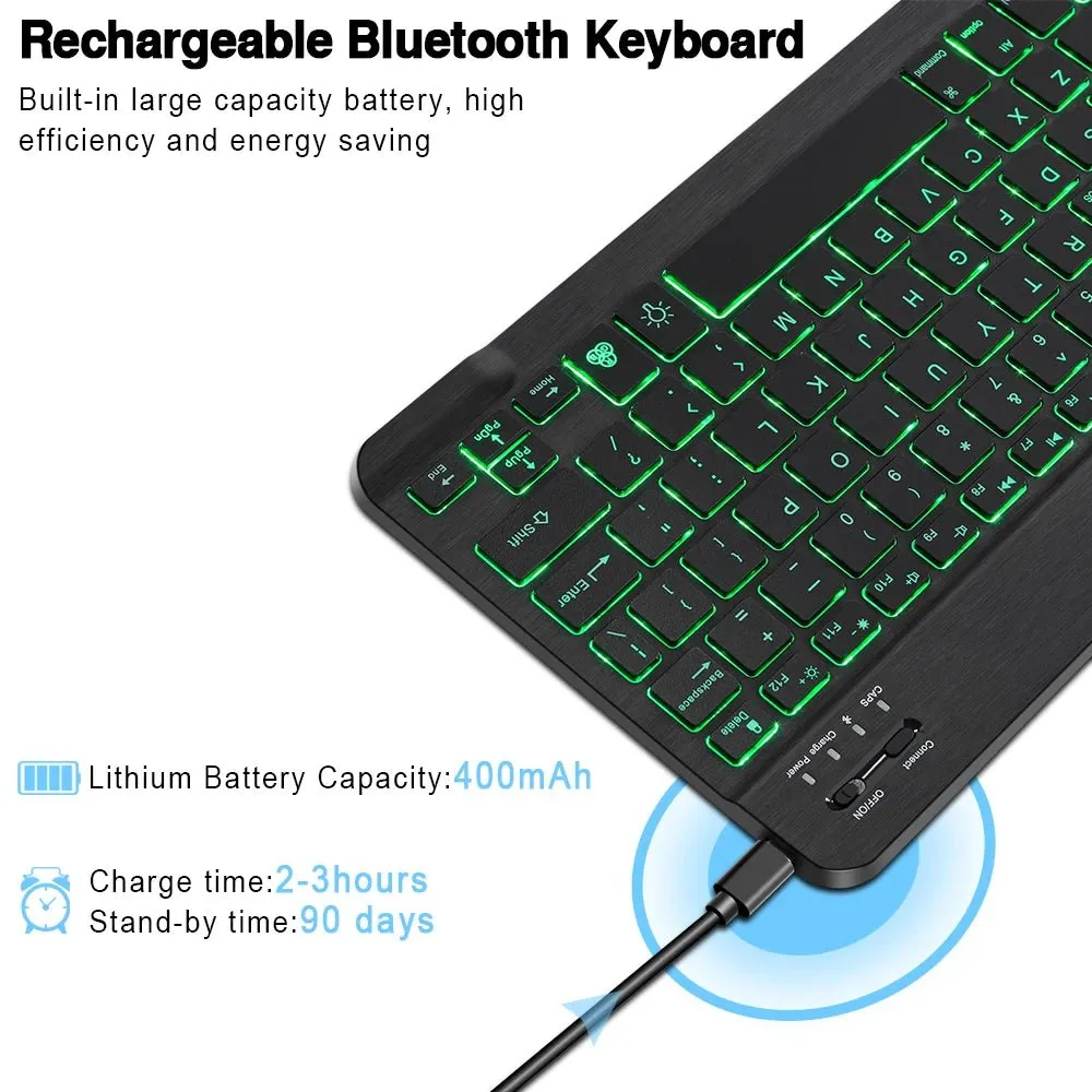 Bluetooth Wireless Keyboard And Mouse Kit For RGB Backlit Keyboard Kit - Black