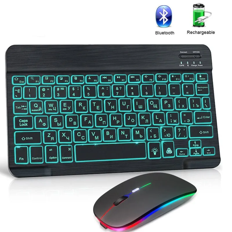 Bluetooth Wireless Keyboard And Mouse Kit For RGB Backlit Keyboard Kit - Black