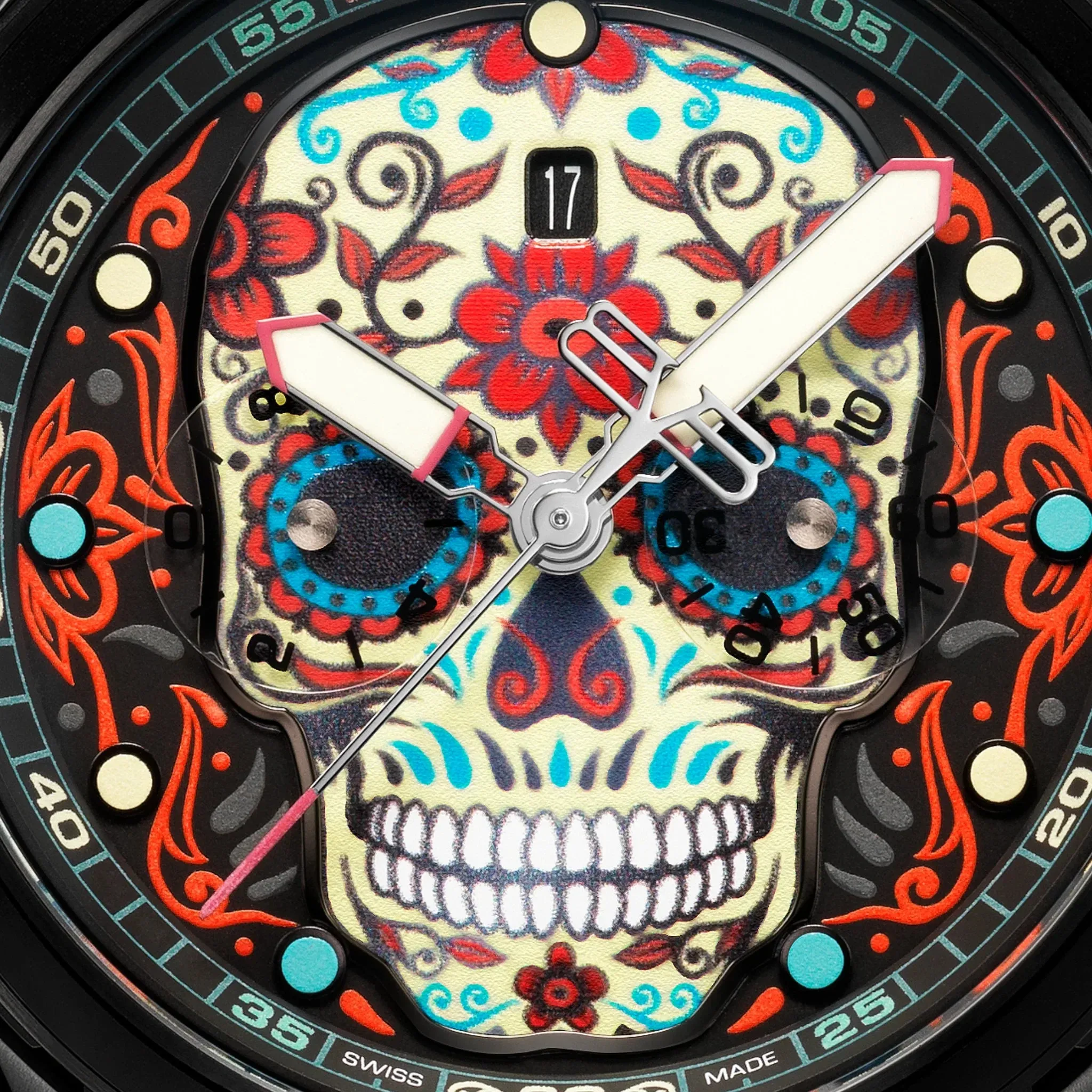 Bomberg Bolt-68 Heritage Sugar Skull Men's Red Watch