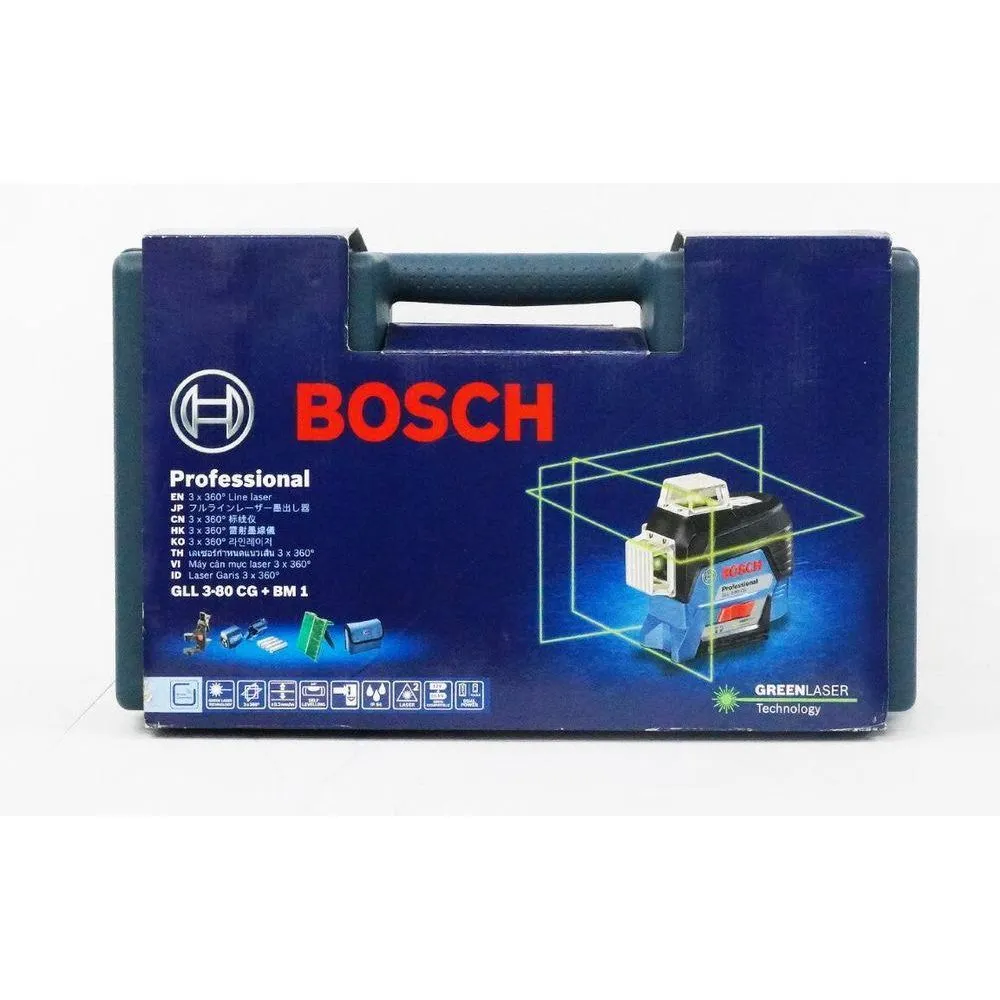 Bosch GLL 3-80 CG Line Laser Level (Green Laser) [3x 360° Lines] (100 meters)