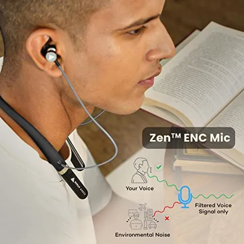 Boult Audio Curve ANC Wireless in Ear Wireless Earphones with 25dB Active Noise Cancellation, ENC Mic, 30H Playtime, 60ms Low Latency Mode, Dual Pairing, Type-C Fast Charging (10mins=10Hrs) (Black)