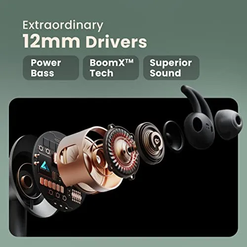 Boult Audio Curve ANC Wireless in Ear Wireless Earphones with 25dB Active Noise Cancellation, ENC Mic, 30H Playtime, 60ms Low Latency Mode, Dual Pairing, Type-C Fast Charging (10mins=10Hrs) (Black)