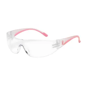 Bouton Optical 250-10-0900 Rimless Safety Glasses with Clear / Pink Temple, Clear Lens and Anti-Scratch Coating