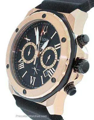 Bulova Mens Black Rubber & Rose Gold Marine Star Chronograph - Date