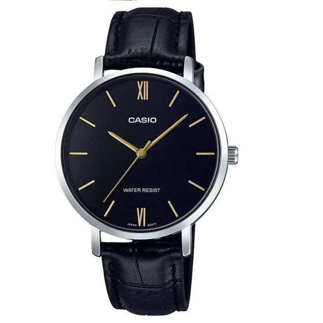 Casio LTP-VT01L-1BUDF Black Leather Watch for Women