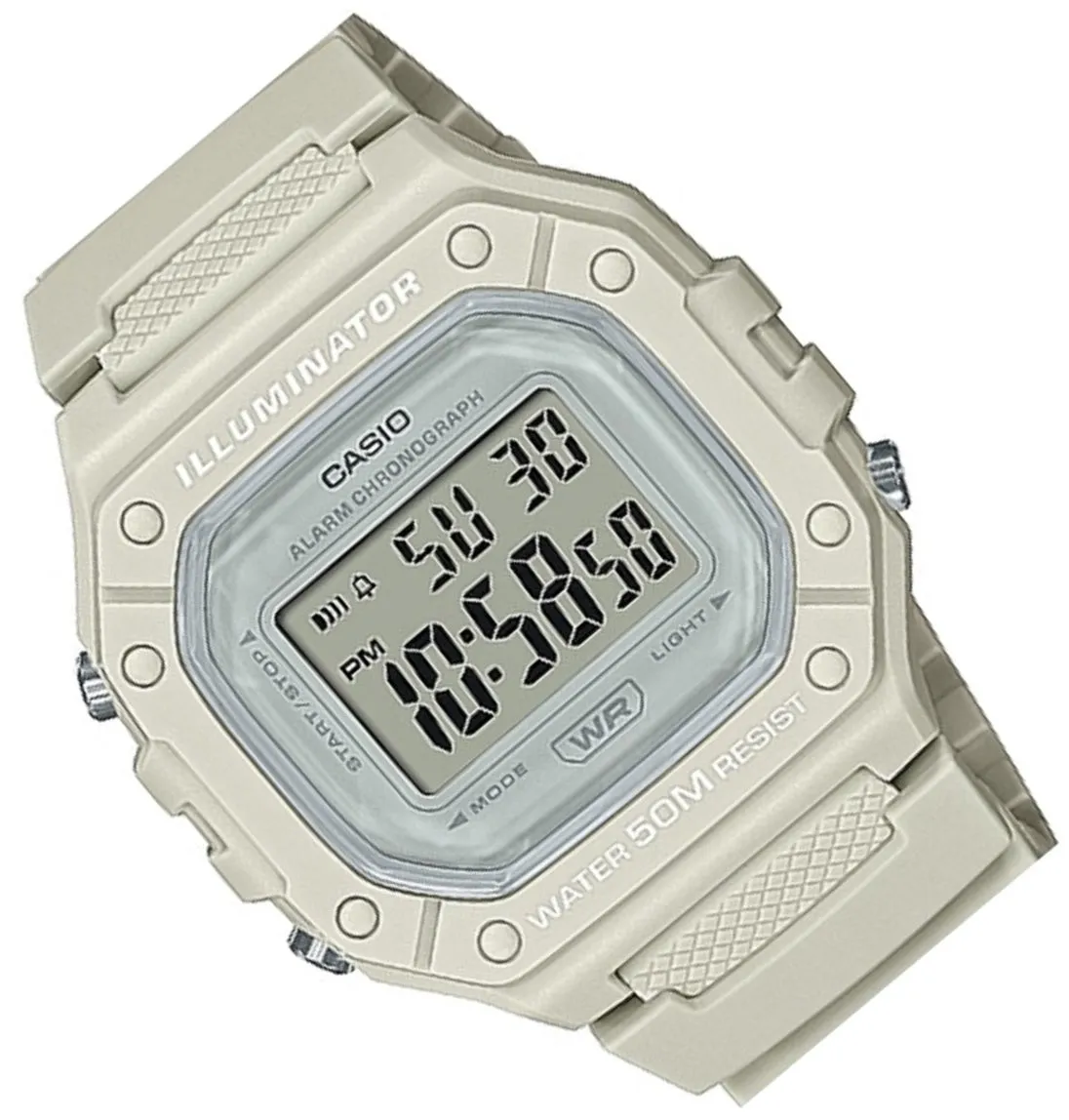 Casio W-218HC-8A Off White Resin Strap Watch for Men