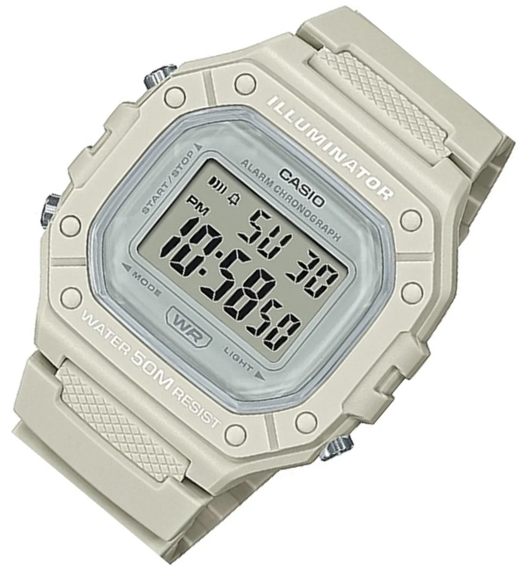 Casio W-218HC-8A Off White Resin Strap Watch for Men