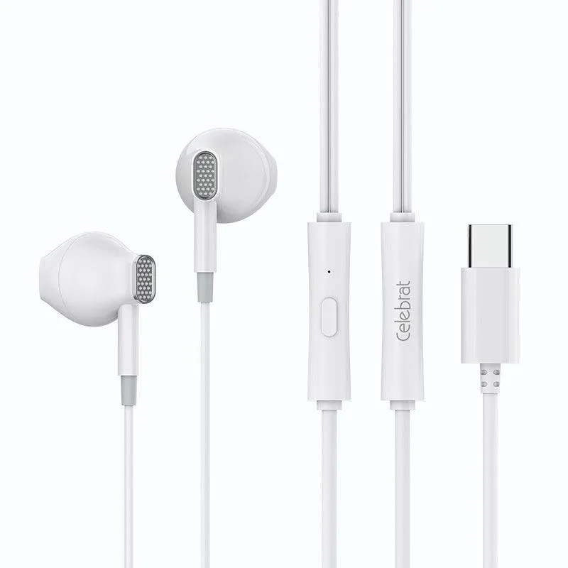 Celebrat New TYPE-C Interface Wired Headset Semi-in-ear