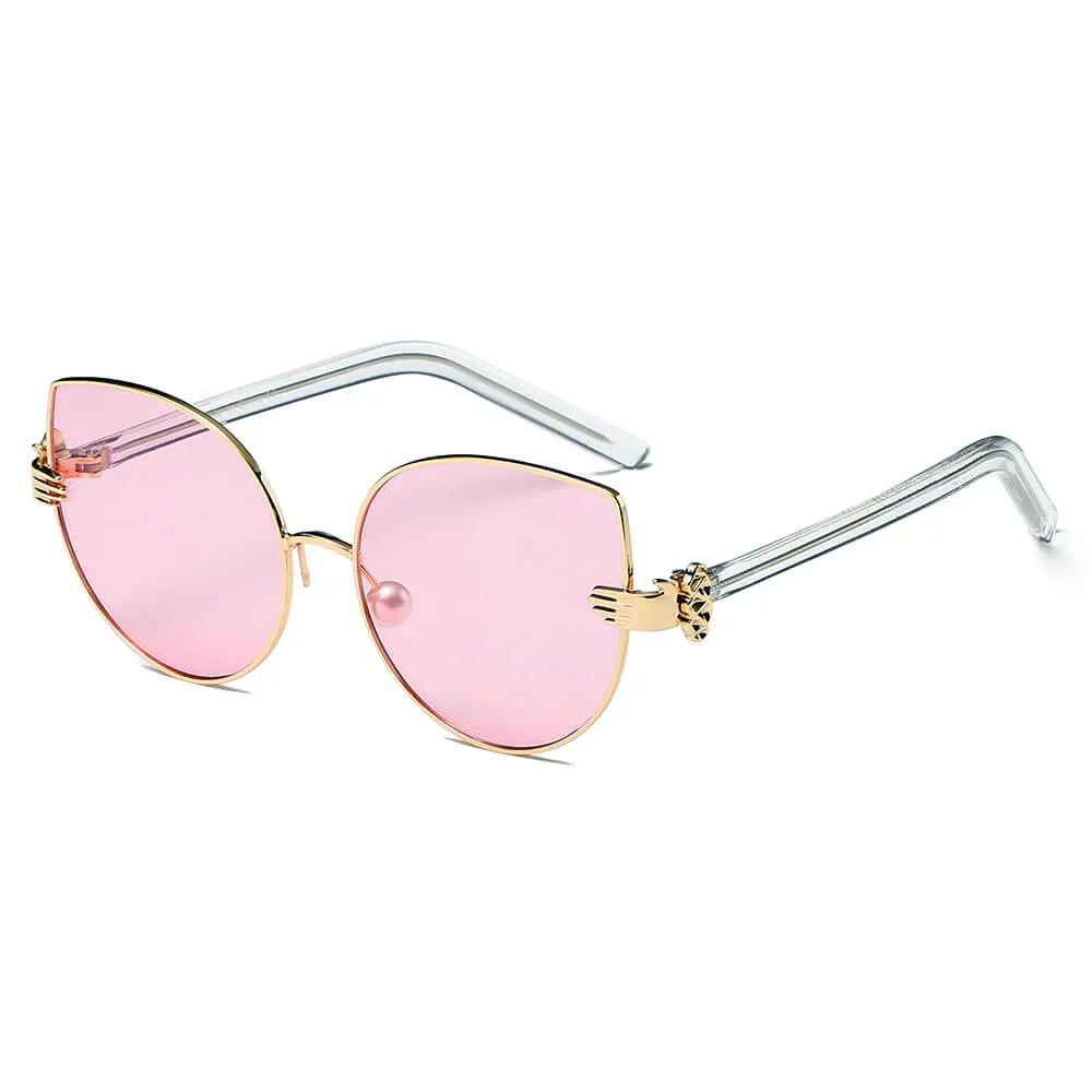 CENTRALIA | Women Metal Frame Cat Eye Hands Classic Sunglasses