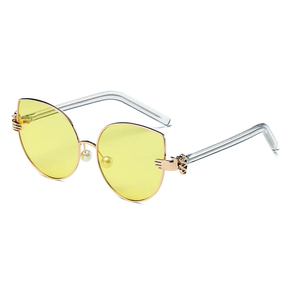 CENTRALIA | Women Metal Frame Cat Eye Hands Classic Sunglasses