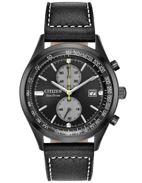 Citizen Eco-Drive Chandler - Chronograph - Black Metal - Black Dial - Leather