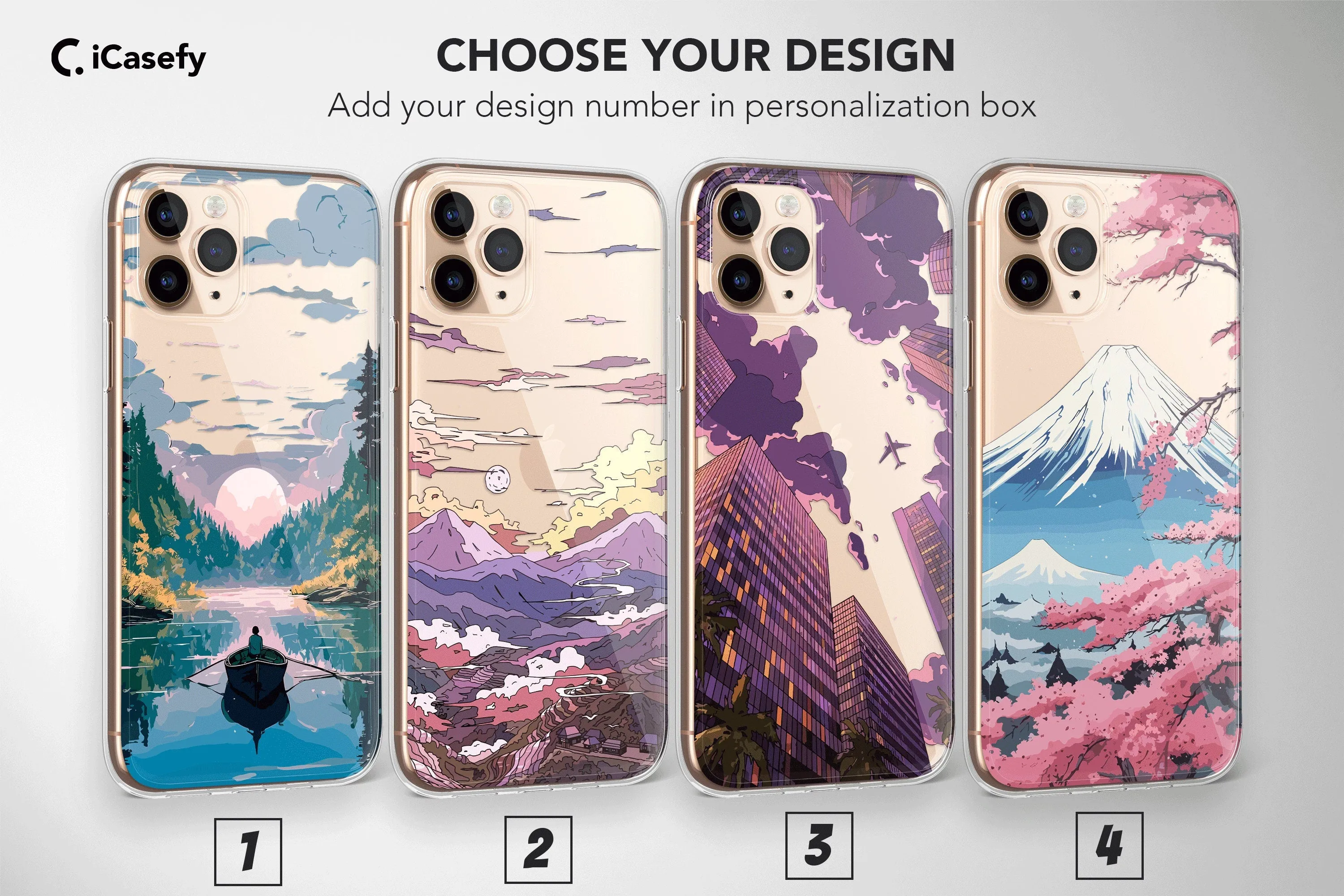 Clear Anime Lofi Phone Case Abstact Mountain Cover