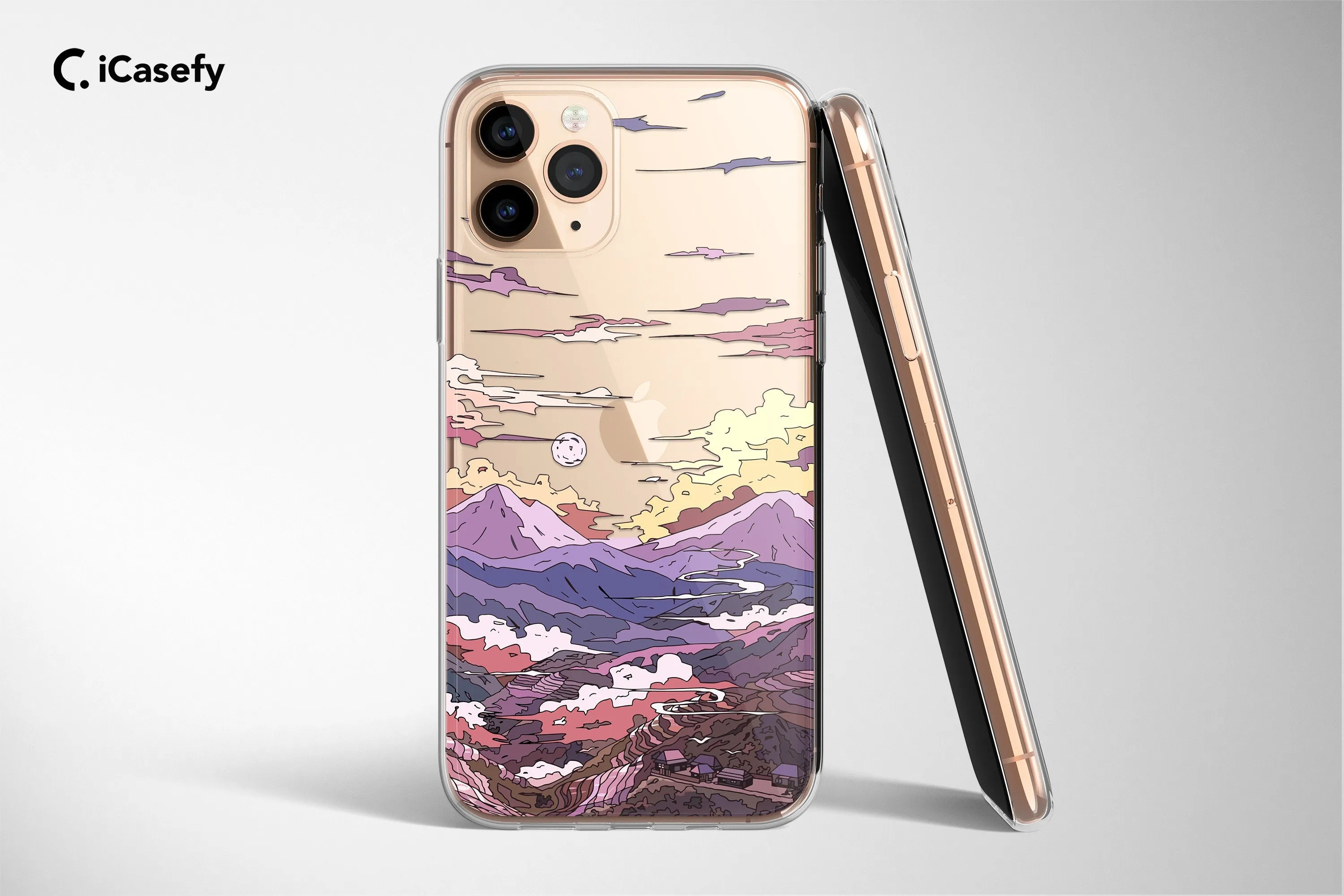 Clear Anime Lofi Phone Case Abstact Mountain Cover