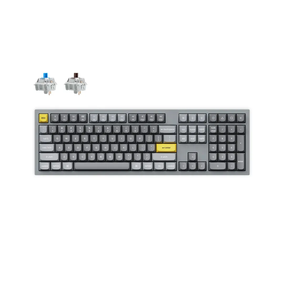 [CLEARANCE] Keychron Q6 QMK 104 Keys Full-Sized Wired Mechanical Keyboard with Hot-Swappable Switches, RGB Backlight, Gateron G Pro Switch for Mac and Windows PC Computer (Blue Clicky, Brown Tactile) (Silver Grey) Q6D2 Q6D3