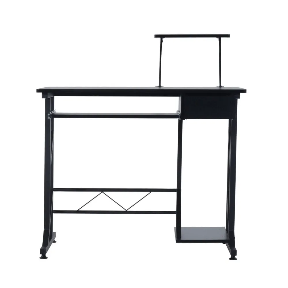 Compact Computer Desk Home Office Workstation W/Sliding Keyboard Tray Drawer and Host Box Shelf-Black