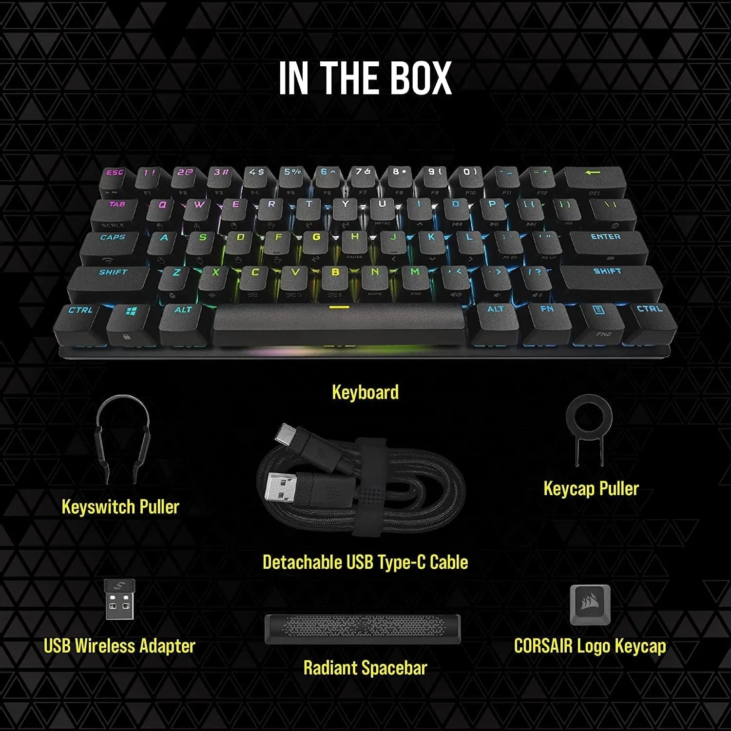 Corsair K70 PRO MINI WIRELESS 60% Mechanical CHERRY MX Speed Switch Keyboard with RGB Backlighting - Black CH-9189014-NA