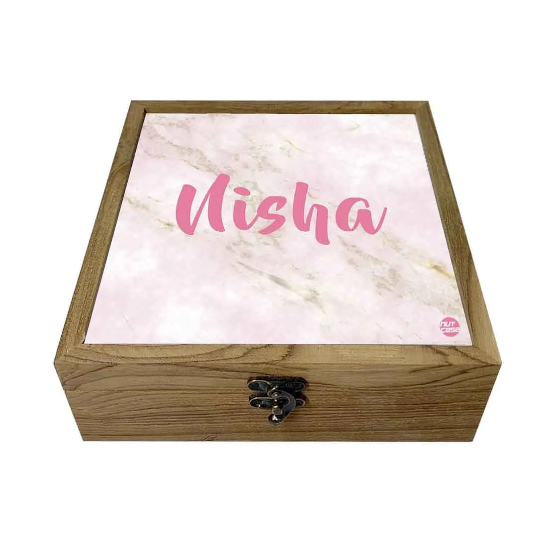 Customized Wooden Jewelry Box for Girls -  Pink Marble