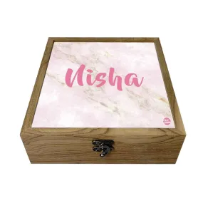 Customized Wooden Jewelry Box for Girls -  Pink Marble