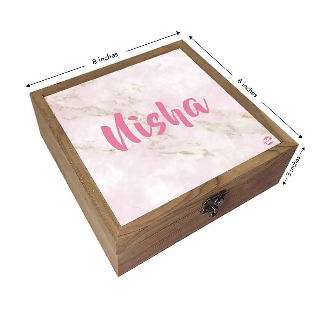 Customized Wooden Jewelry Box for Girls -  Pink Marble