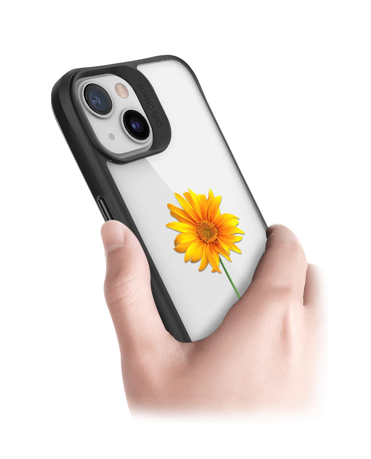 DailyObjects Clear Sunflower Black Hybrid Clear Case Cover For iPhone 13 Mini