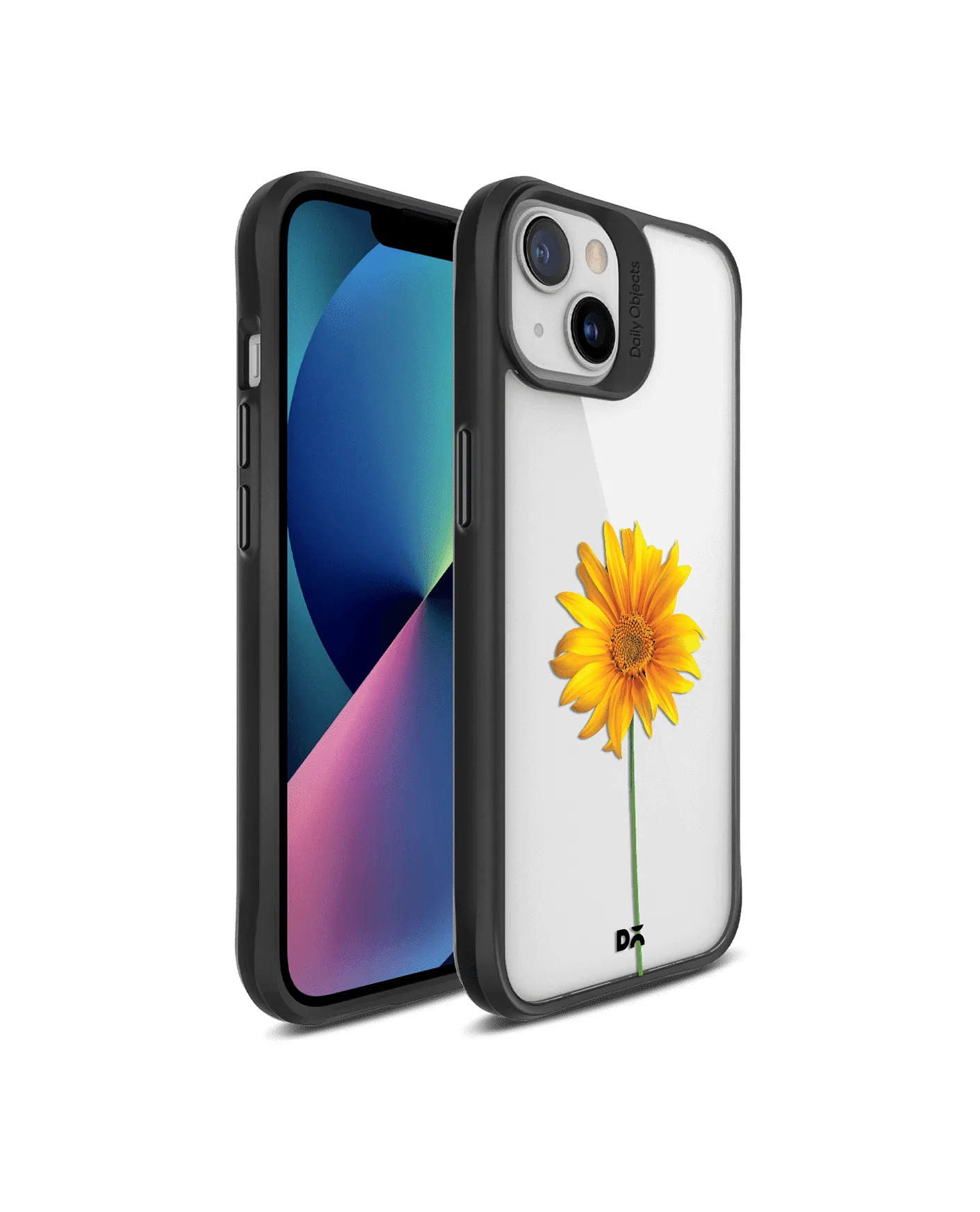 DailyObjects Clear Sunflower Black Hybrid Clear Case Cover For iPhone 13 Mini