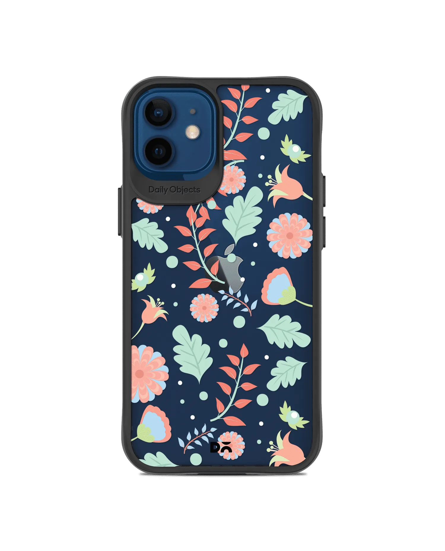 DailyObjects Ferns And Petals Black Hybrid Clear Case Cover For iPhone 12 Mini