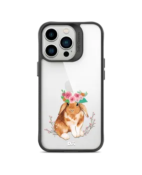 DailyObjects Flower Bunny Black Hybrid Clear Phone Case Cover For iPhone 14 Pro