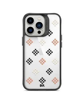 DailyObjects Peach Diamonds Black Hybrid Clear Case Cover For iPhone 13 Pro Max