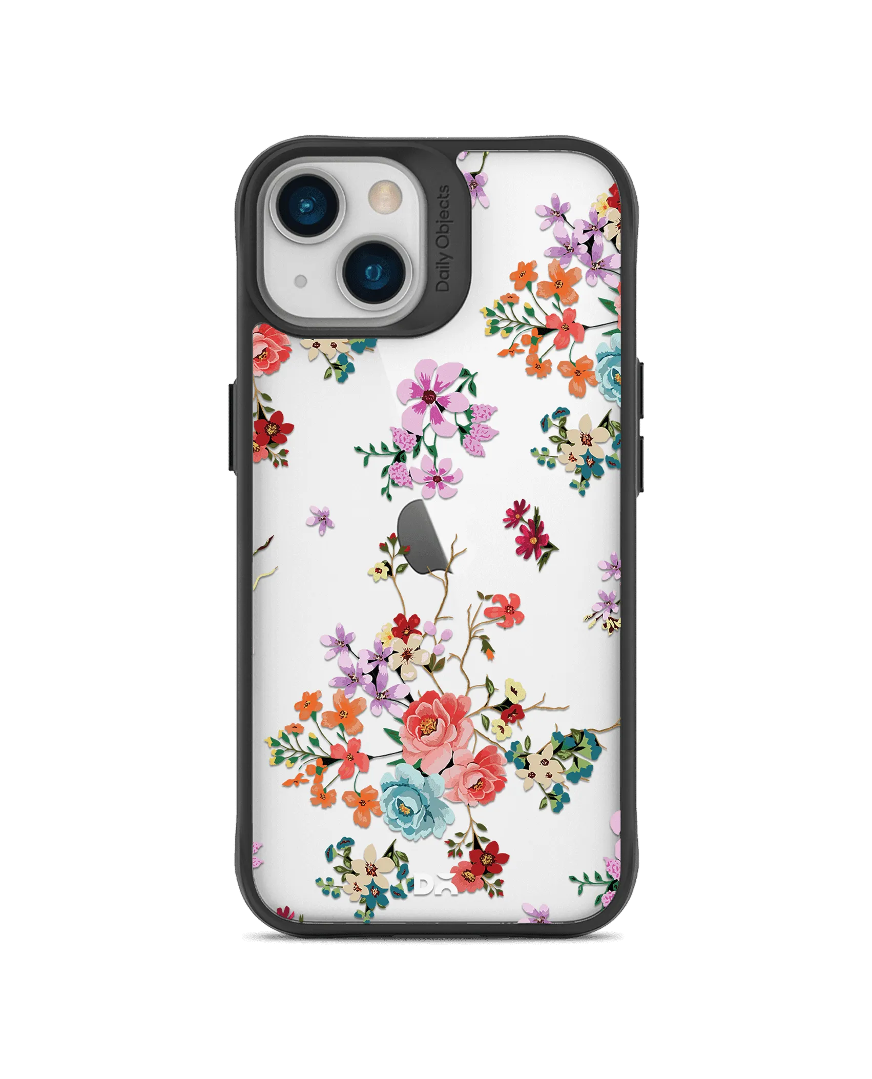 DailyObjects Periwinkle & Roses Black Hybrid Clear Case Cover For iPhone 13 Mini