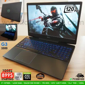 Dell G3 3500 i7-10750h Gtx 1650 Ti 120hz Gaming Laptop (Open Box)