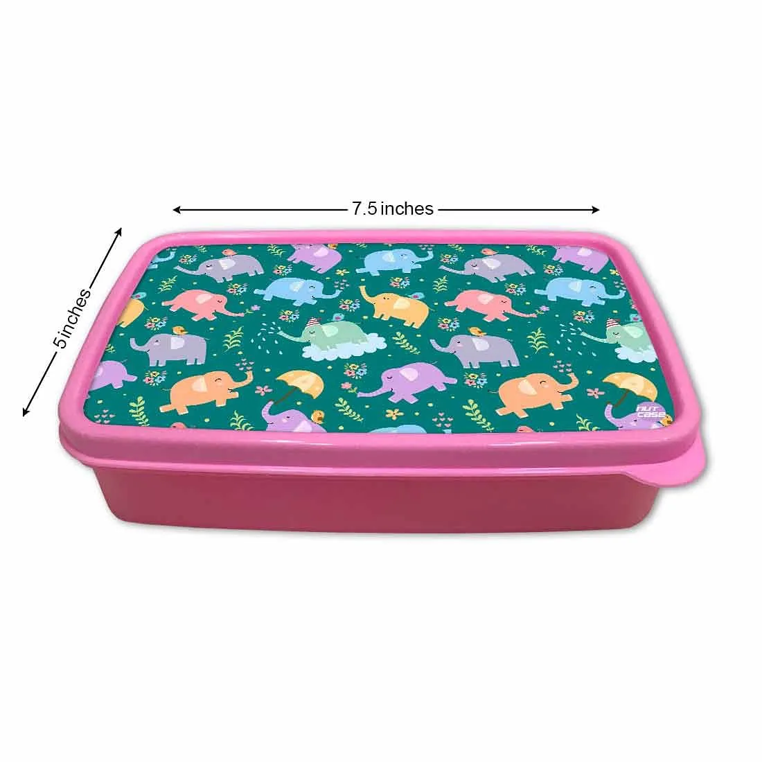 Designer Kids Lunch Box for School Girls - Elephant's World