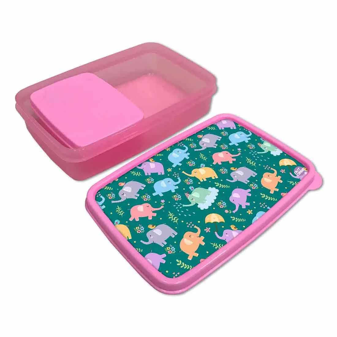 Designer Kids Lunch Box for School Girls - Elephant's World