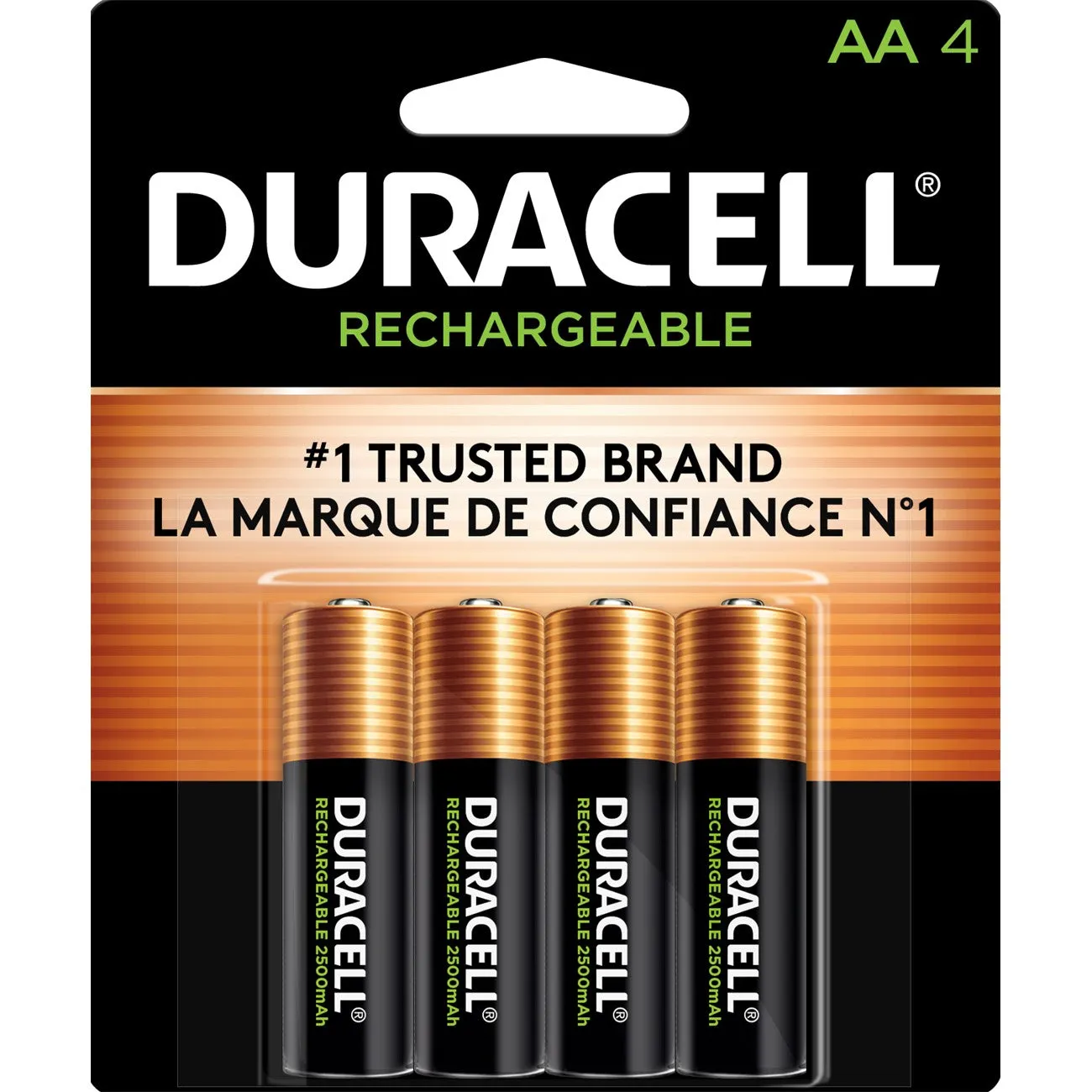 DX1500R4 Duracell Rechargeable NiMH Batteries,AA,4 Pack