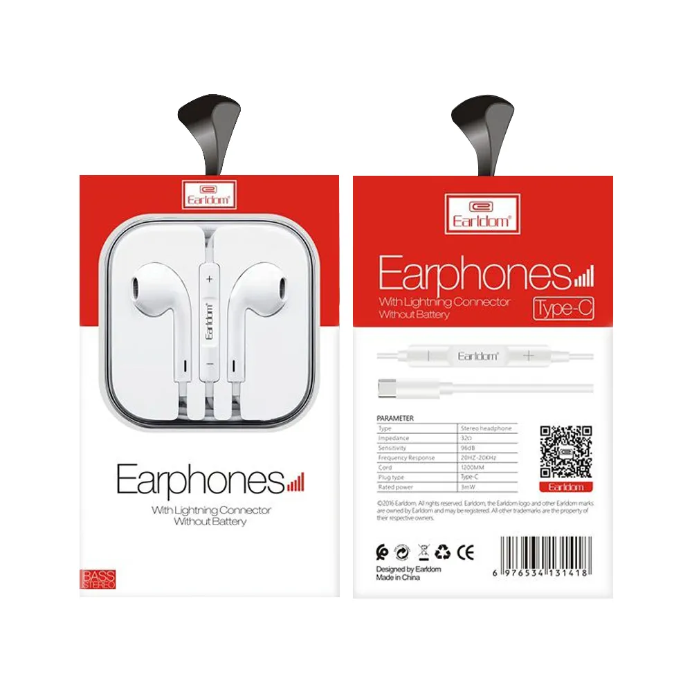 Earldom Stereo Type C Earphones with Mic Volume Control - ET-E19