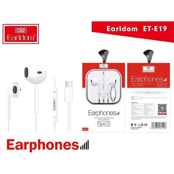 Earldom Stereo Type C Earphones with Mic Volume Control - ET-E19