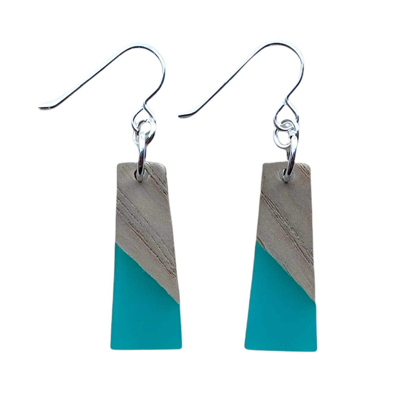 Earrings - Wood   Resin Drop - Trapezoid