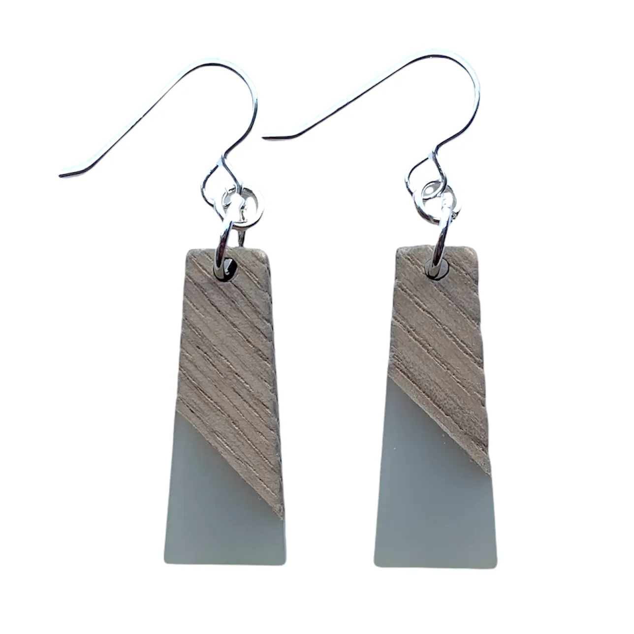 Earrings - Wood   Resin Drop - Trapezoid