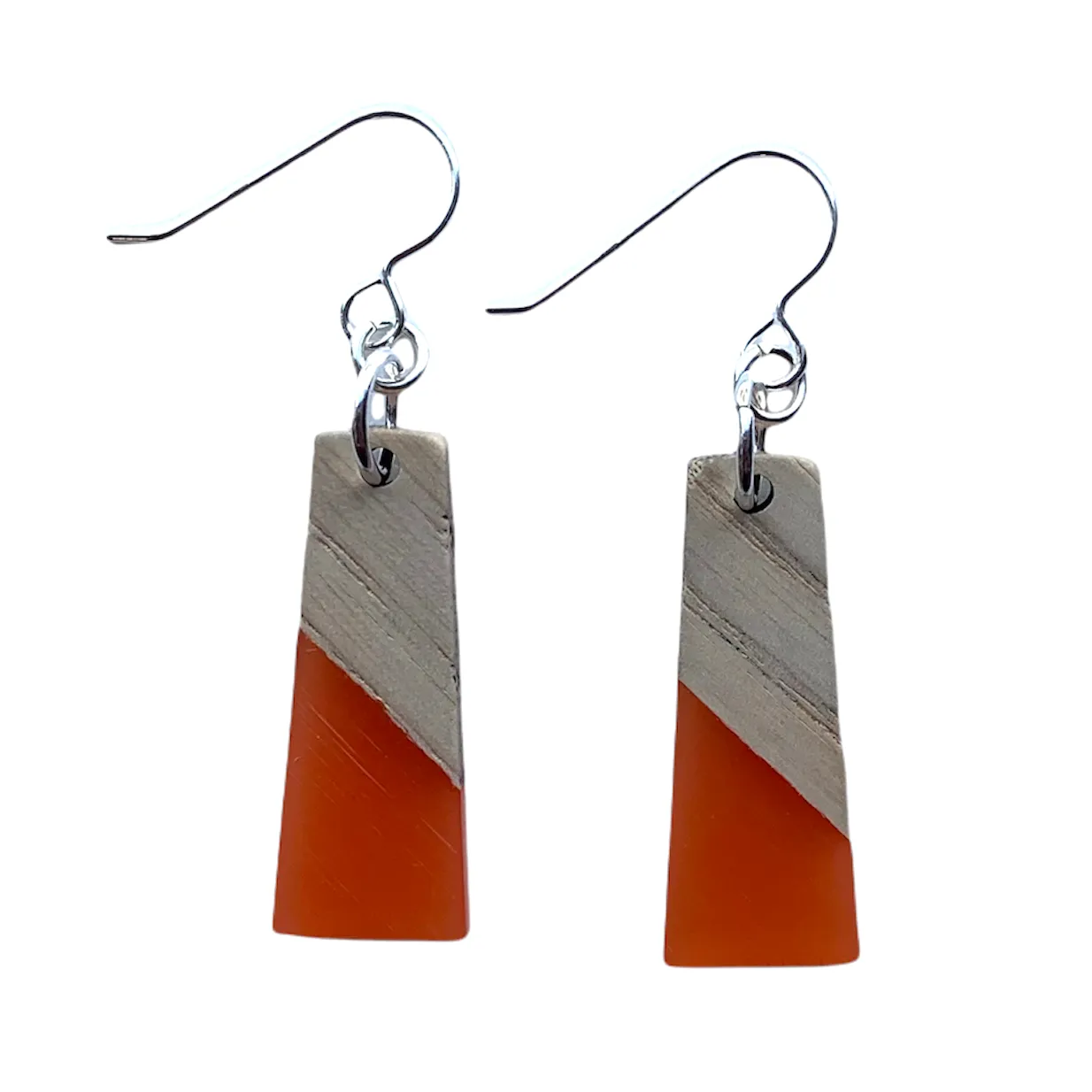 Earrings - Wood   Resin Drop - Trapezoid