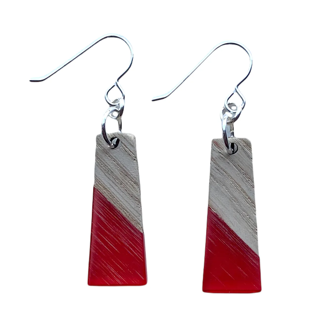 Earrings - Wood   Resin Drop - Trapezoid