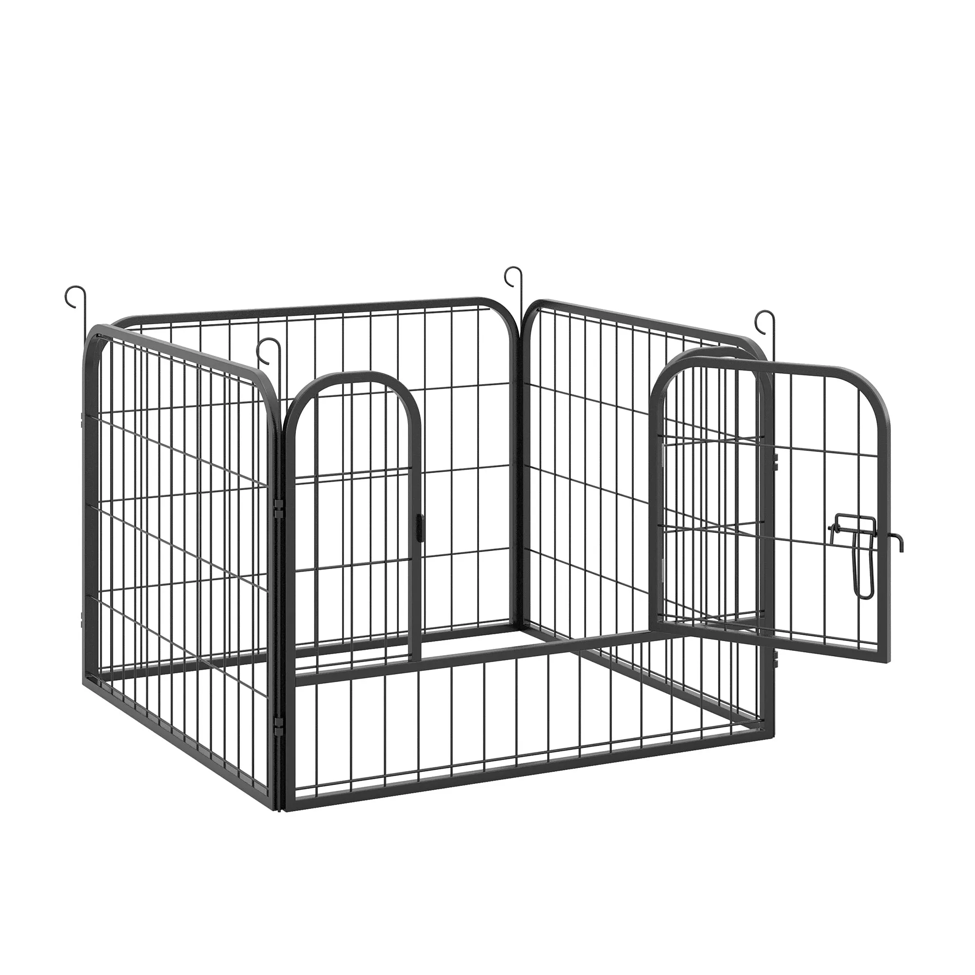 EASYCOMFORT Recinto per Cani Pieghevole per Interno ed Esterno, Porta con Catenaccio e Picchetti di Fissaggio, 82x82x60cm Grigio Scuro