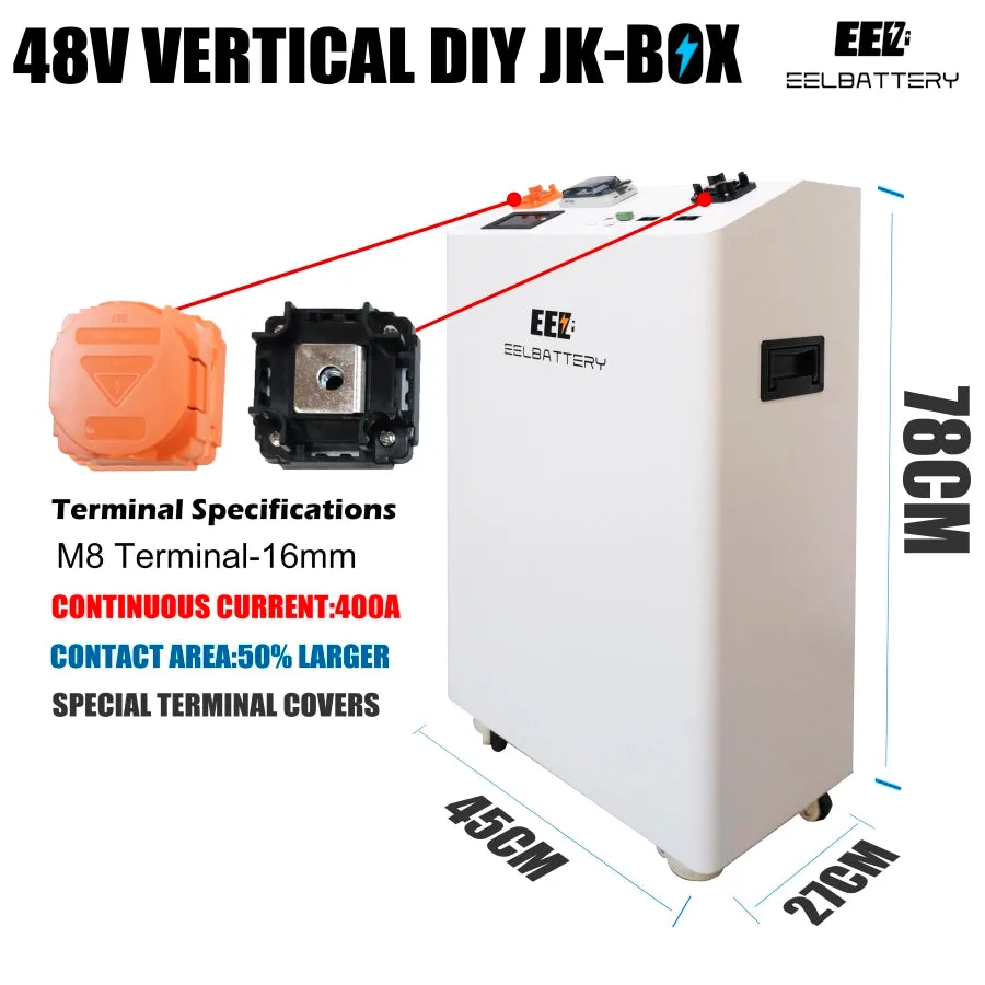 EEL 48V 16S DIY Vertical JK Box DIY Battery Kits with JK Inverter BMS and Wheels