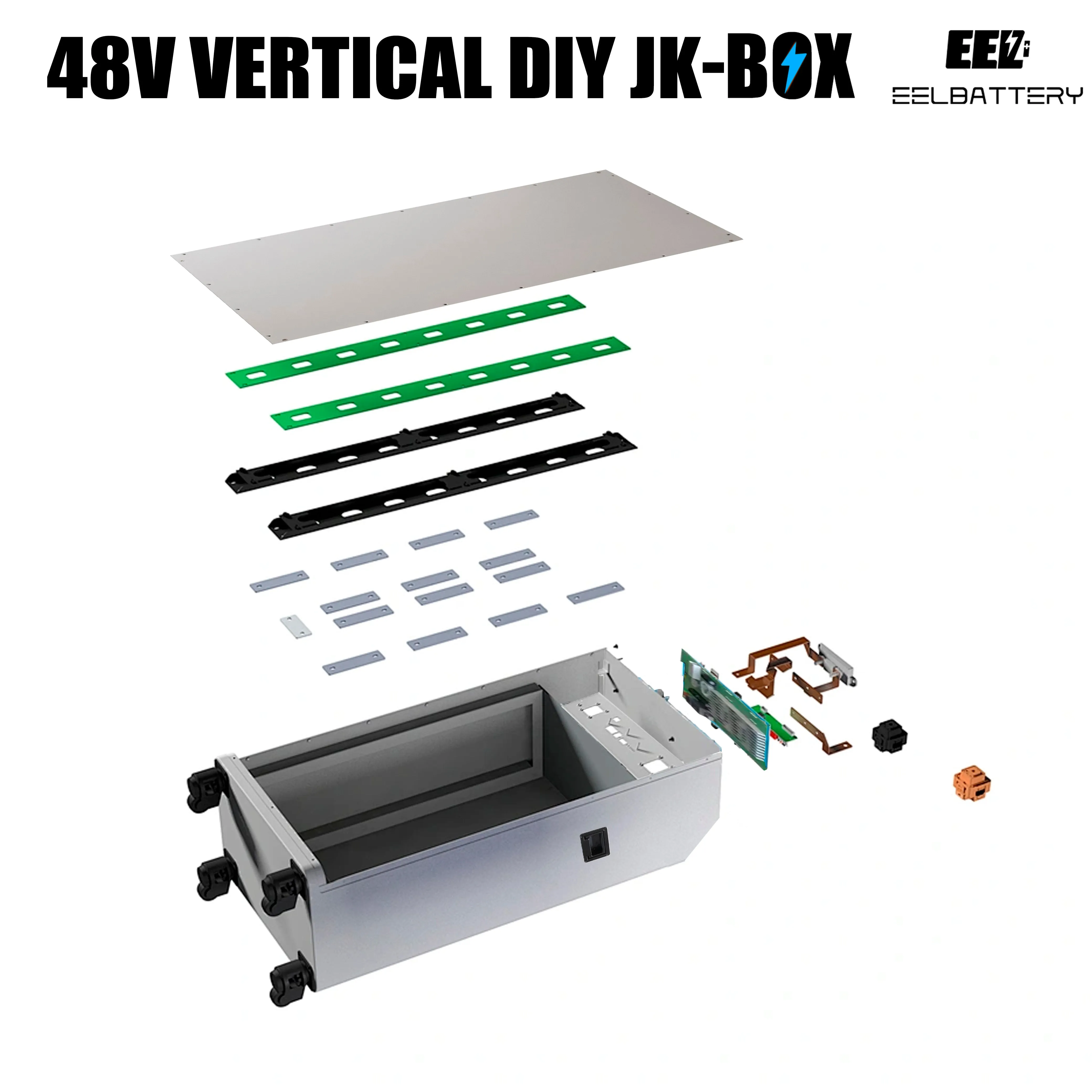 EEL 48V 16S DIY Vertical JK Box DIY Battery Kits with JK Inverter BMS and Wheels