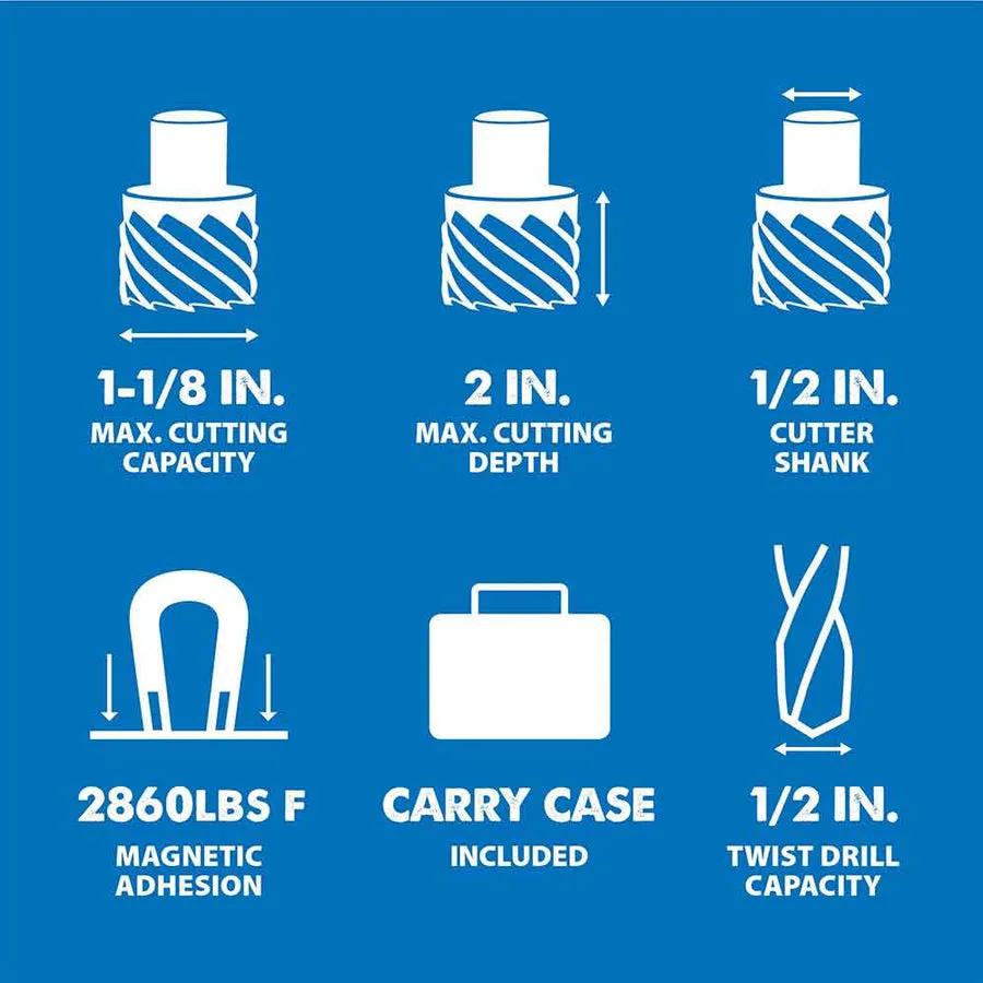 Evolution S28MAG: 1-1/8 In. Magnetic Drill With Carry Case