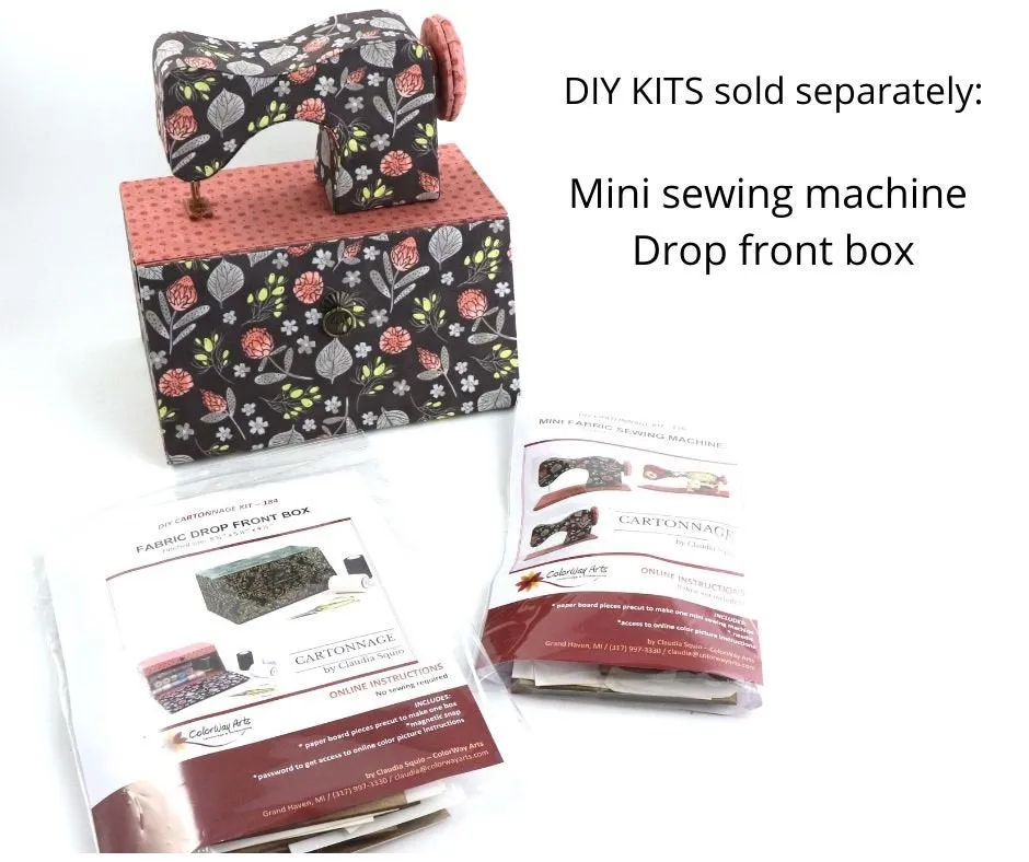 Fabric drop front box DIY kit, cartonnage kit 184, online instructions included