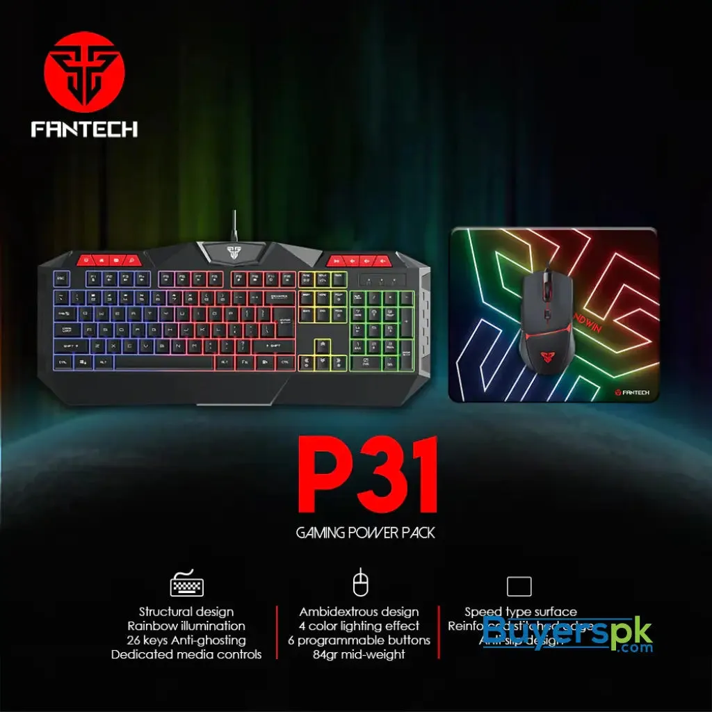 Fantech Power Pack P31 3 in 1 Keyboard, Mouse and Mousepad Combo