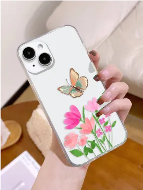 Flowers With Butterfly Clear Silicon Cover