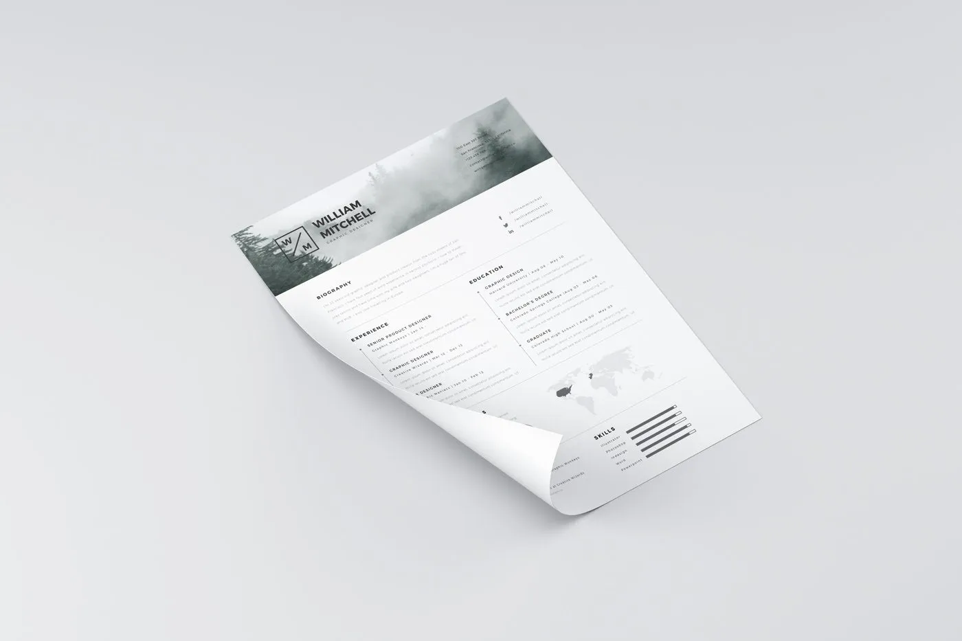 Free Minimalistic and Clean Resume Template in Photoshop (PSD) and Illustrator (AI) Formats