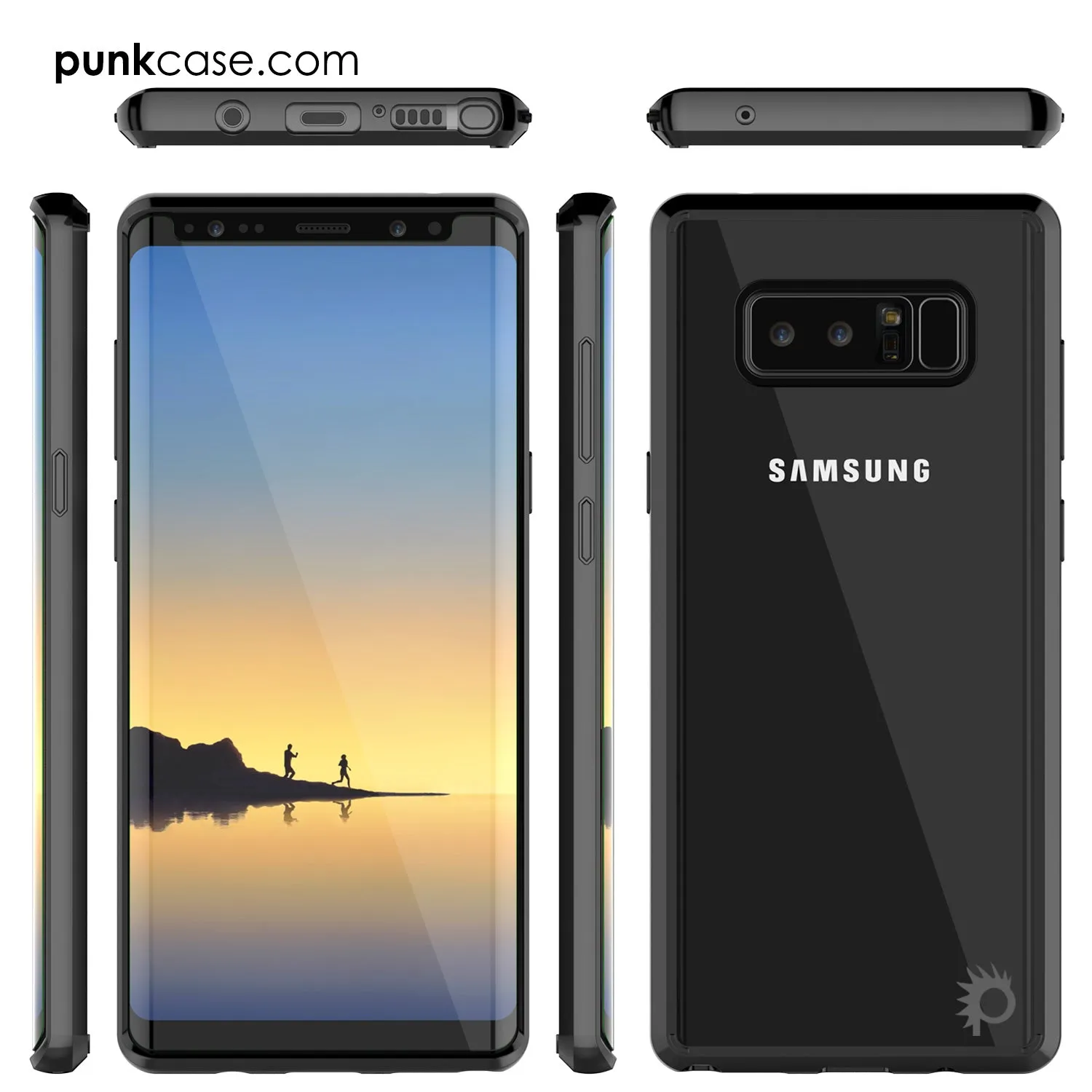 Galaxy Note 8 Screen Protector W/ Anti-Shock Proof Slim Case [Black]